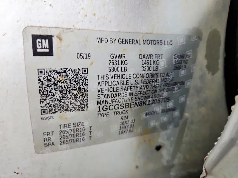 2019 CHEVROLET COLORADO   