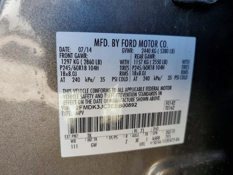2014 FORD EDGE SEL  
