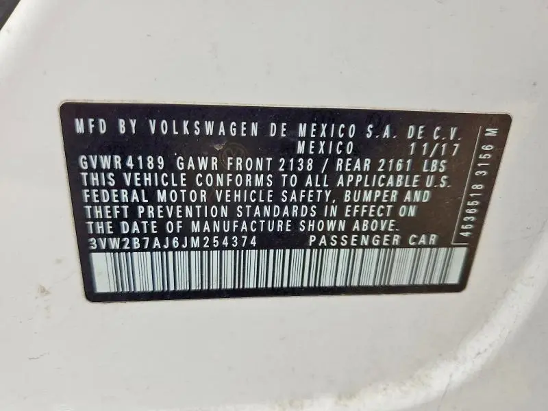 2018 VOLKSWAGEN JETTA S  