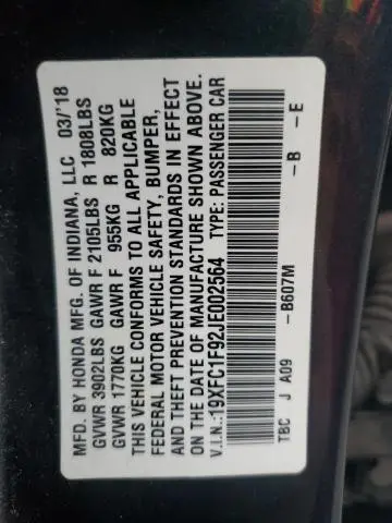 2018 HONDA CIVIC TOURING  