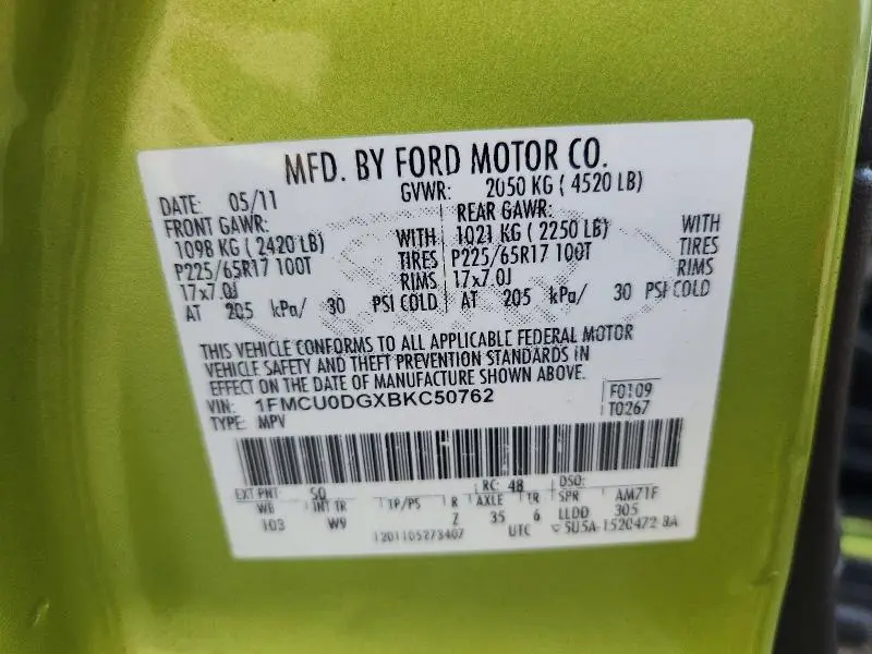 2011 FORD ESCAPE XLT  