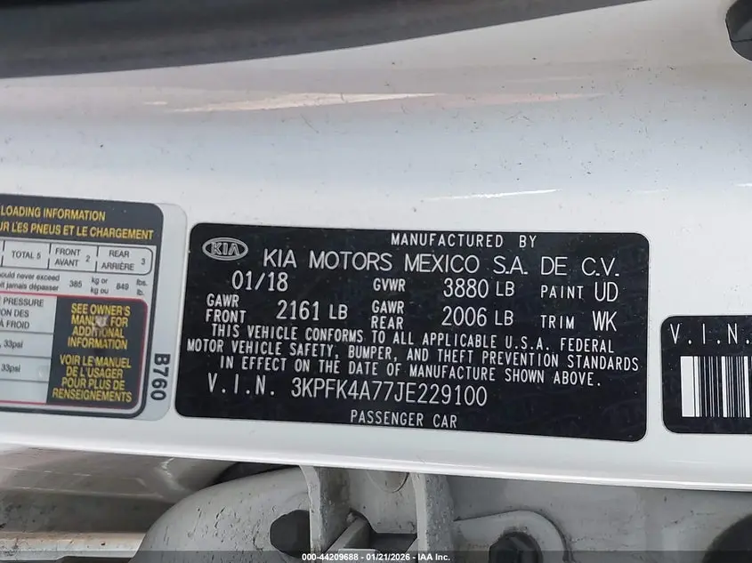 2018 KIA FORTE LX