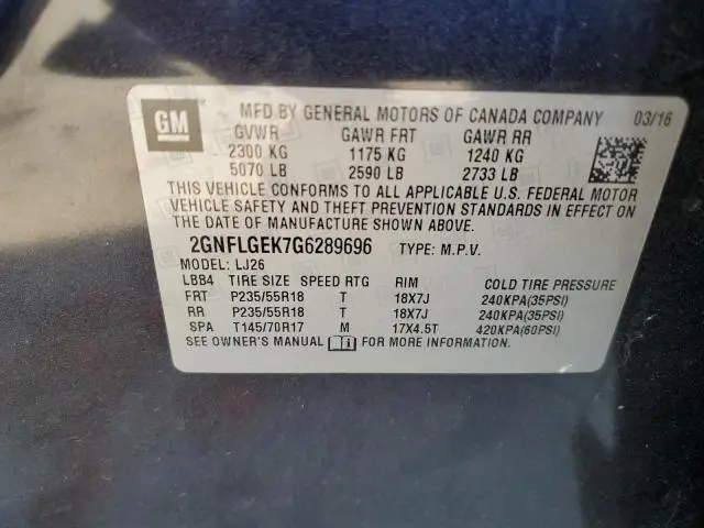 2016 CHEVROLET EQUINOX LTZ  