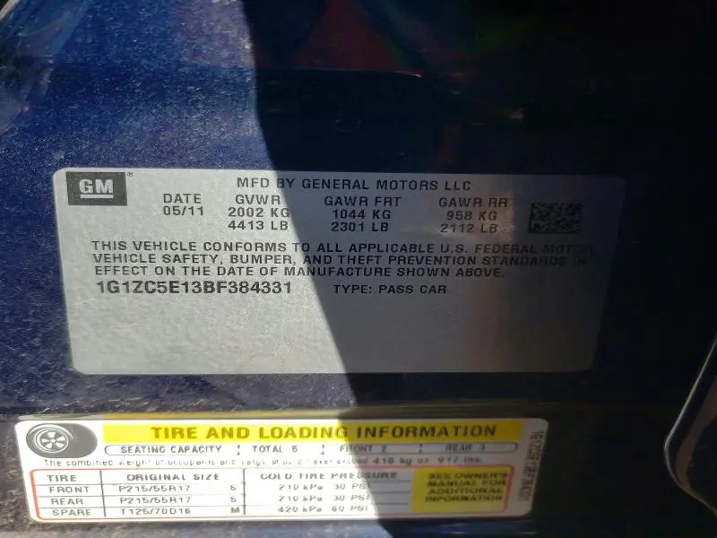 2011 CHEVROLET MALIBU 1LT  