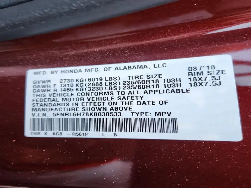 2019 HONDA ODYSSEY EXL  
