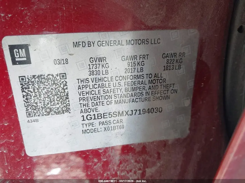 2018 CHEVROLET CRUZE LT AUTO
