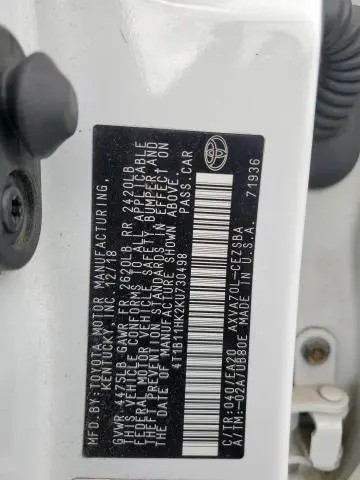 2019 TOYOTA CAMRY L  