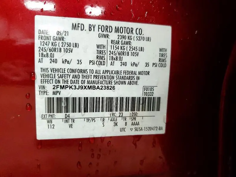 2021 FORD EDGE SEL  