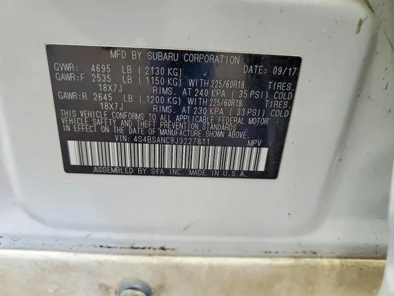 2018 SUBARU OUTBACK 2.5I LIMITED  