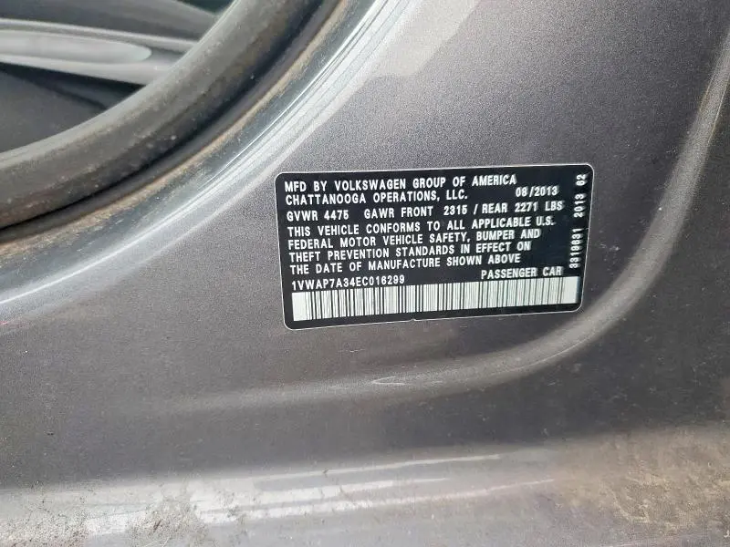 2014 VOLKSWAGEN PASSAT S  