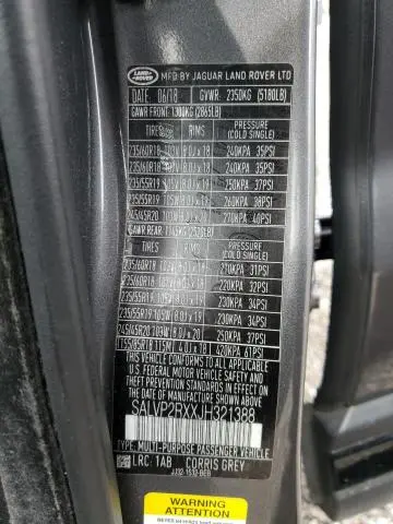 2018 LAND ROVER RANGE ROVER EVOQUE SE  