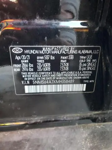 2021 HYUNDAI SANTA FE SEL  