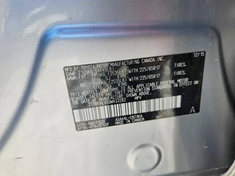 2016 TOYOTA RAV4 LE  