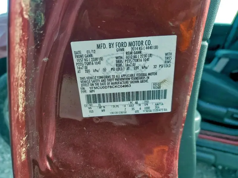 2012 FORD ESCAPE XLT  