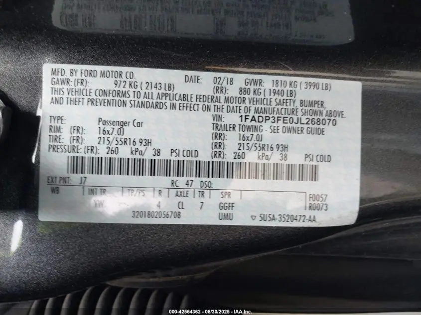 2018 FORD FOCUS SE