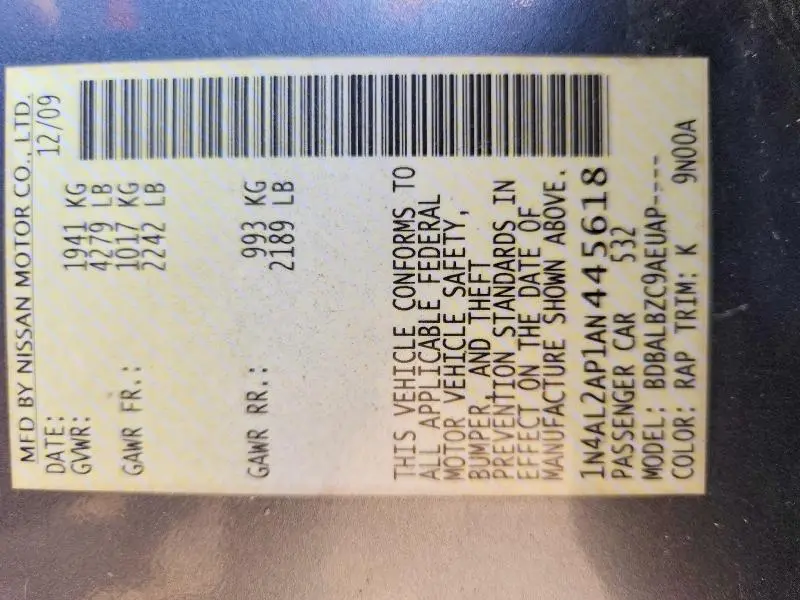 2010 NISSAN ALTIMA BASE  