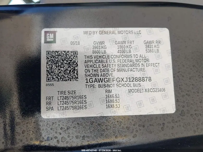 2018 CHEVROLET EXPRESS 2500 LS