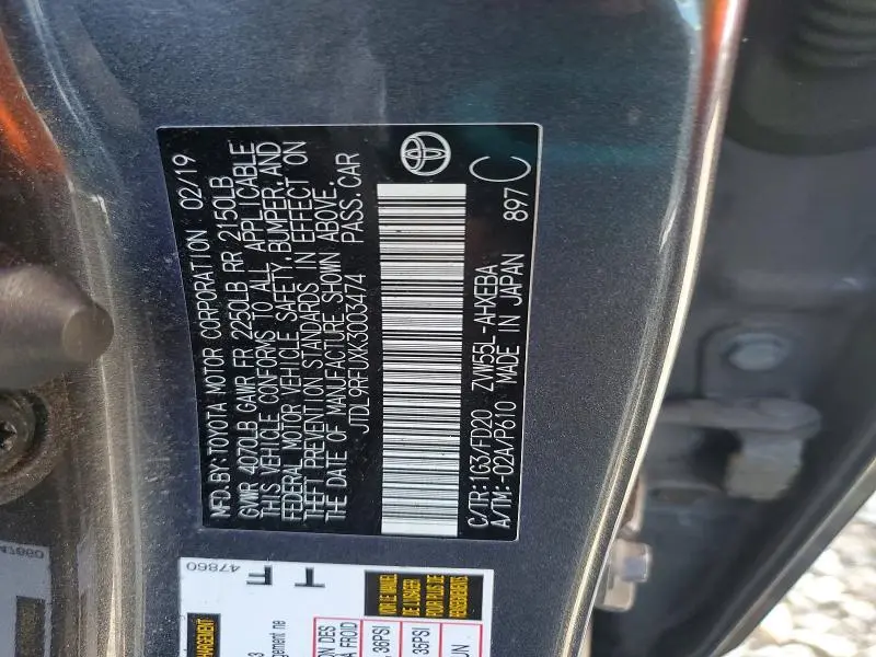 2019 TOYOTA PRIUS LE AWD-E  