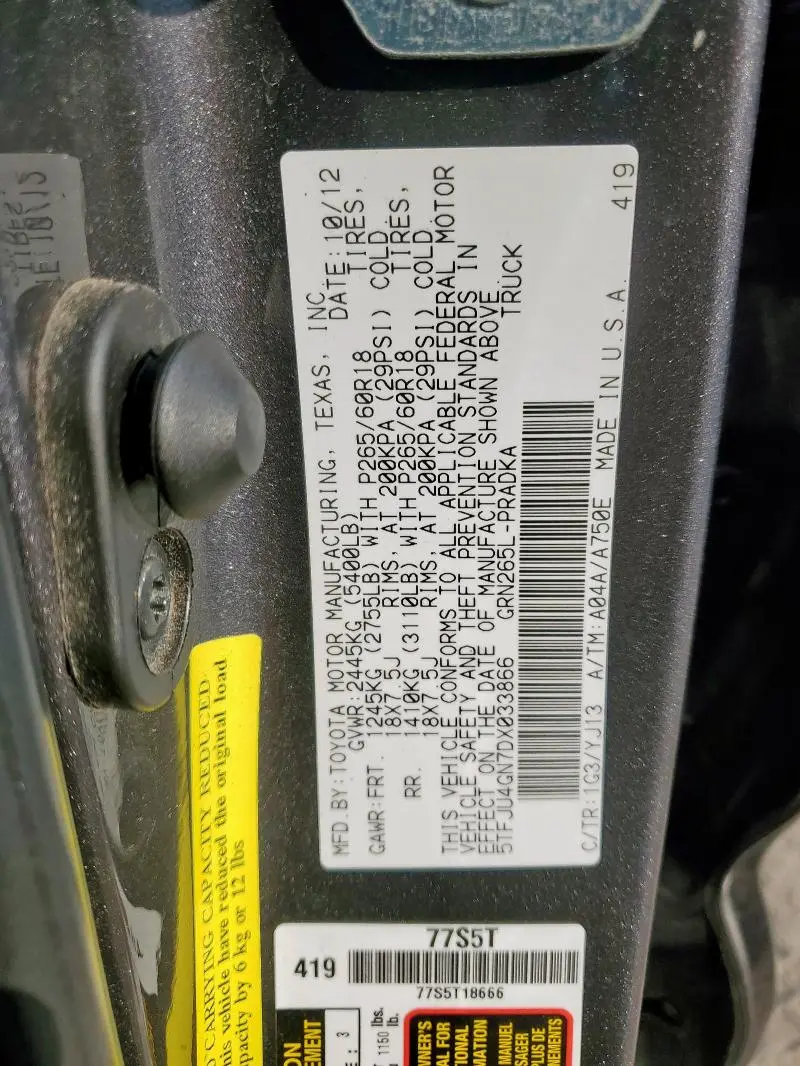 2013 TOYOTA TACOMA DOUBLE CAB PRERUNNER  