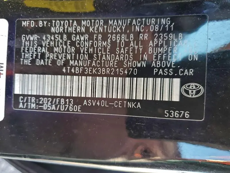2011 TOYOTA CAMRY BASE  