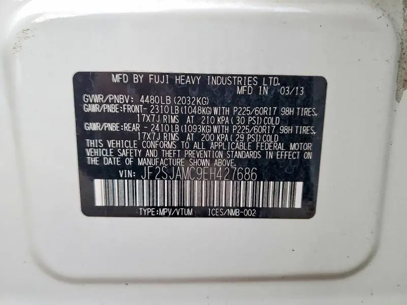 2014 SUBARU FORESTER 2.5I TOURING  