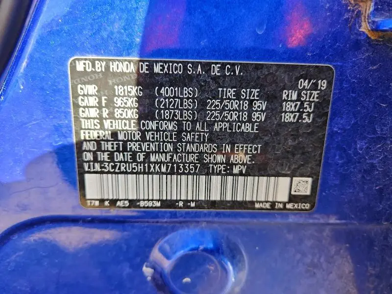 2019 HONDA HR-V SPORT  
