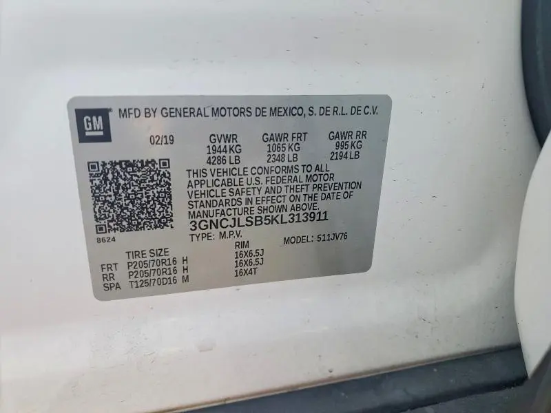 2019 CHEVROLET TRAX 1LT  
