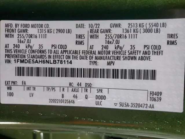 2022 FORD BRONCO BASE  