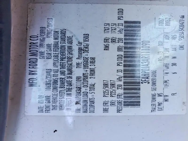 2010 FORD FUSION SEL  