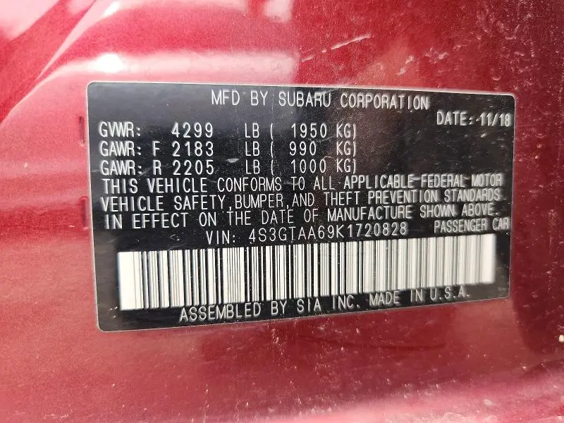2019 SUBARU IMPREZA   