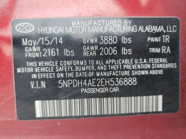2014 HYUNDAI ELANTRA SE  