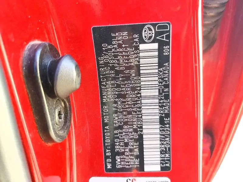 2010 TOYOTA COROLLA BASE  