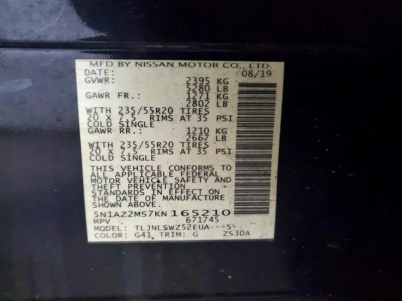 2019 NISSAN MURANO S  