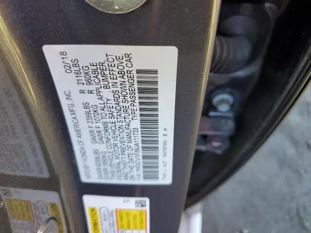 2018 HONDA ACCORD EXL  