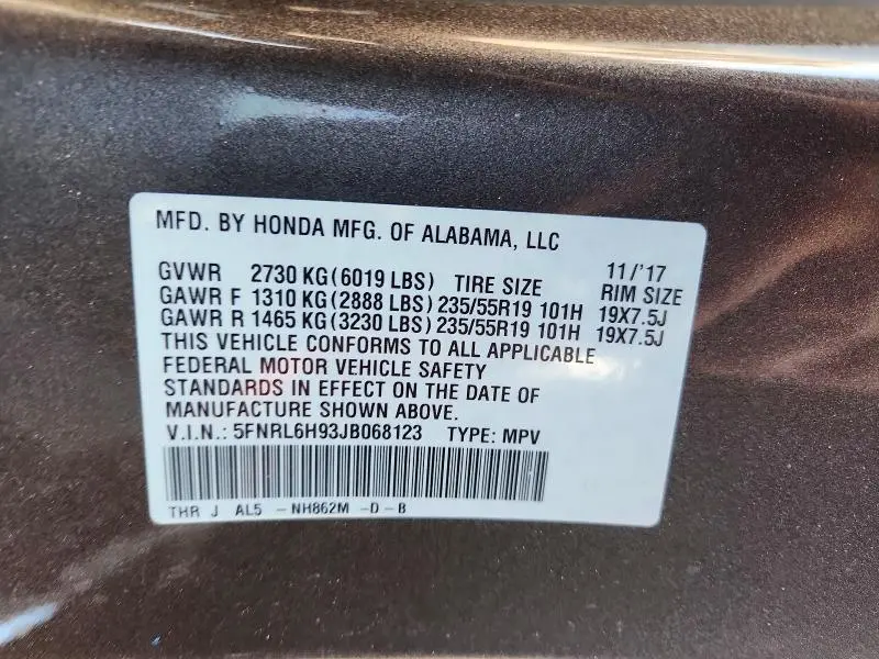2018 HONDA ODYSSEY ELITE  