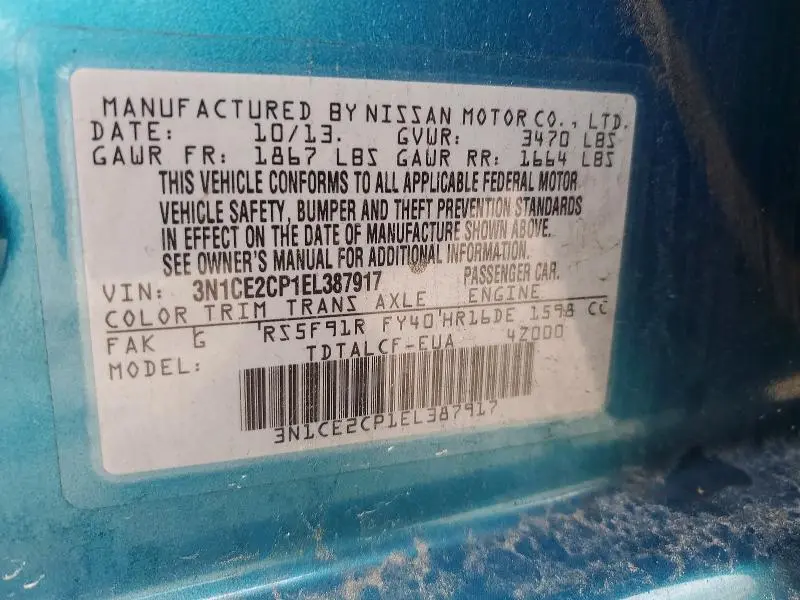 2014 NISSAN VERSA NOTE   