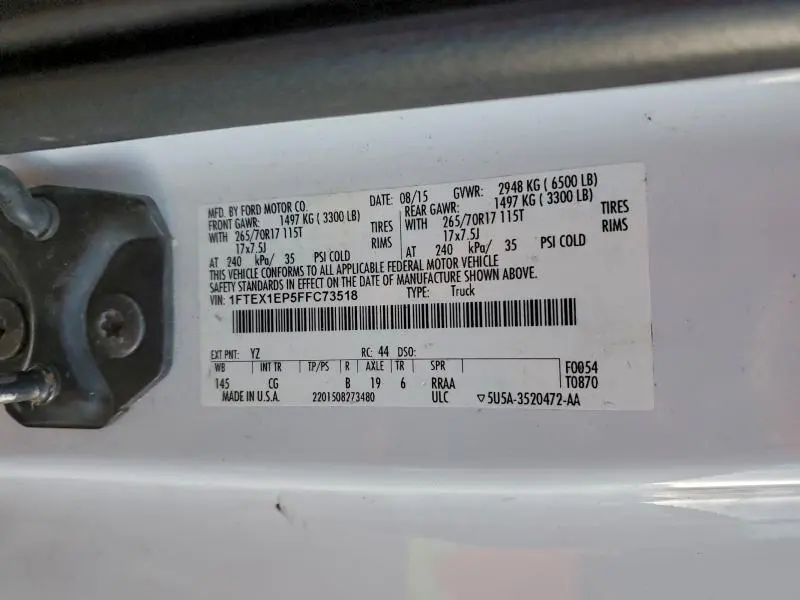 2015 FORD F150 SUPER CAB  