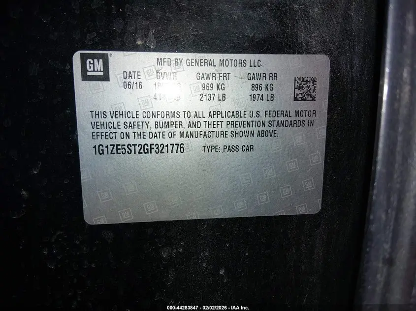 2016 CHEVROLET MALIBU 1LT