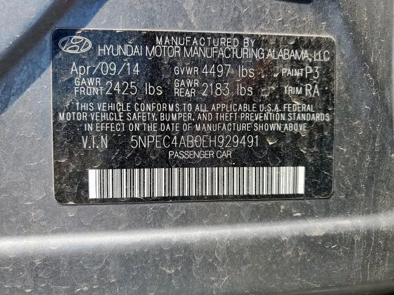 2014 HYUNDAI SONATA SE  