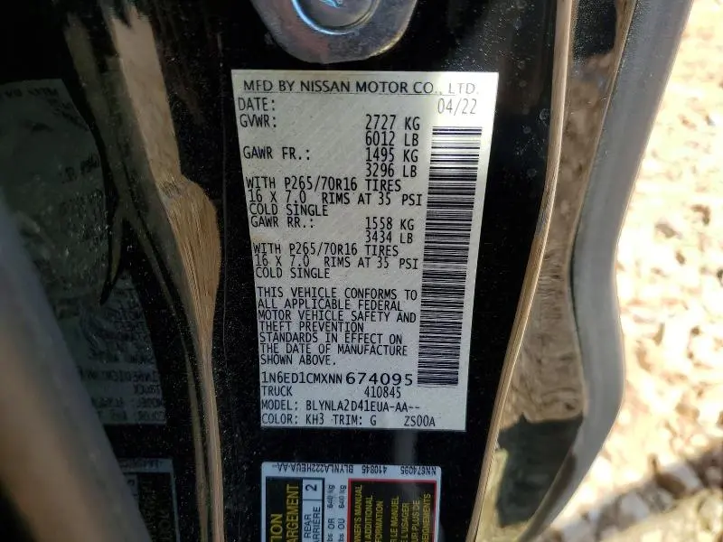 2022 NISSAN FRONTIER S  