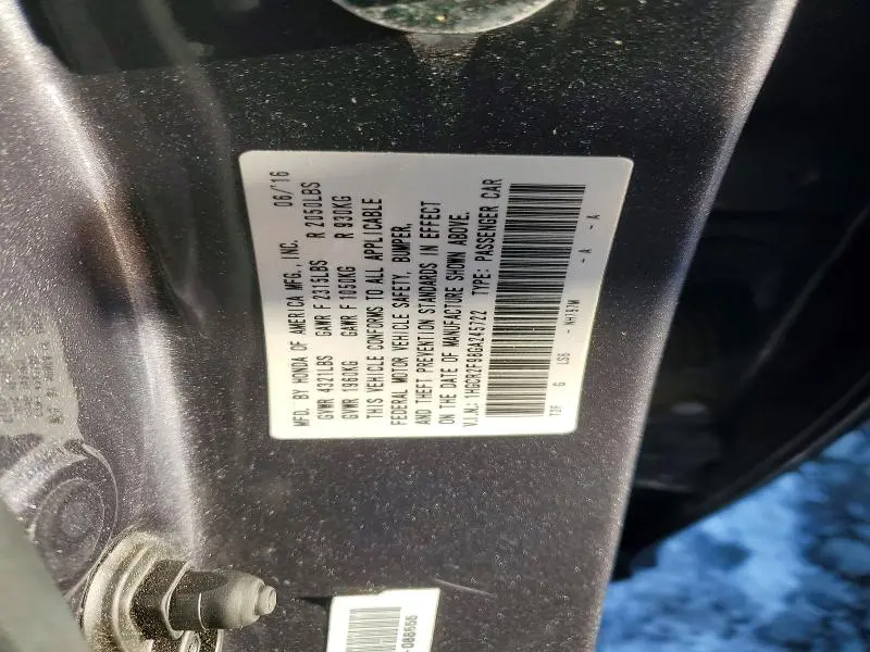 2016 HONDA ACCORD EXL  