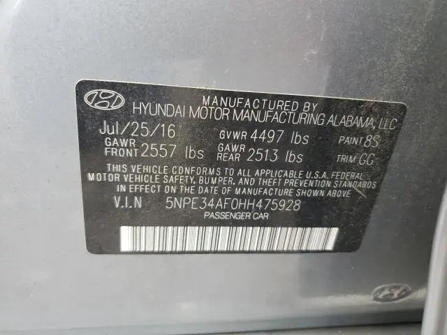 2017 HYUNDAI SONATA SPORT  