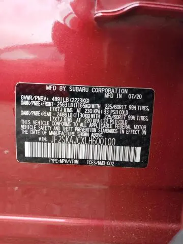2020 SUBARU FORESTER PREMIUM  