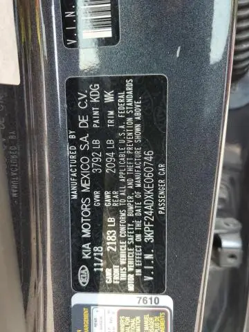 2019 KIA FORTE FE  