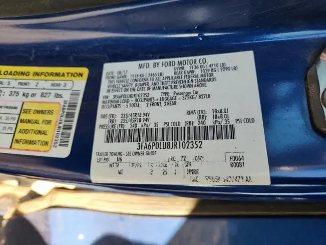 2018 FORD FUSION SE HYBRID  