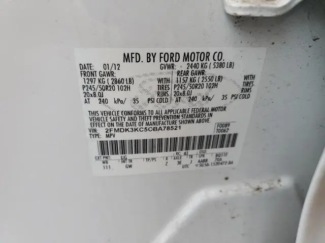 2012 FORD EDGE LIMITED  