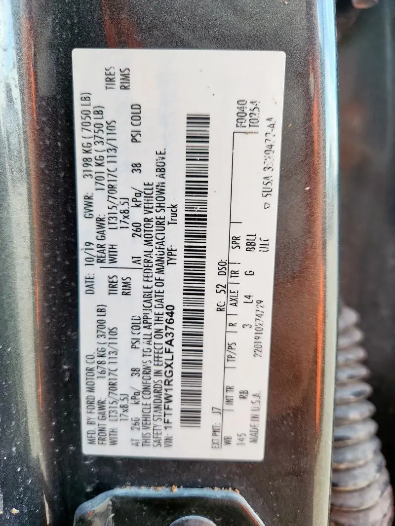 2020 FORD F150 RAPTOR  