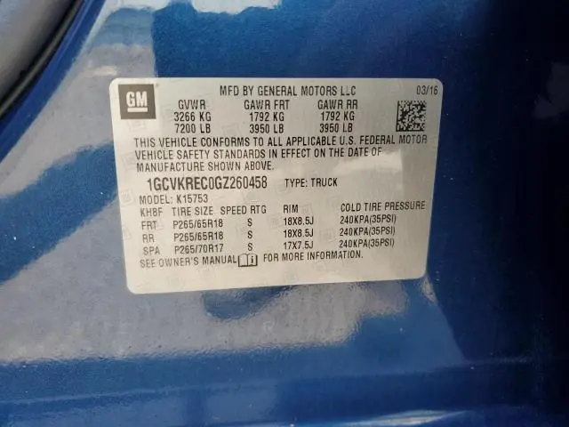 2016 CHEVROLET SILVERADO K1500 LT  