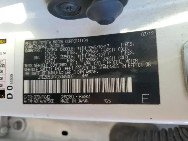 2012 TOYOTA 4RUNNER SR5  