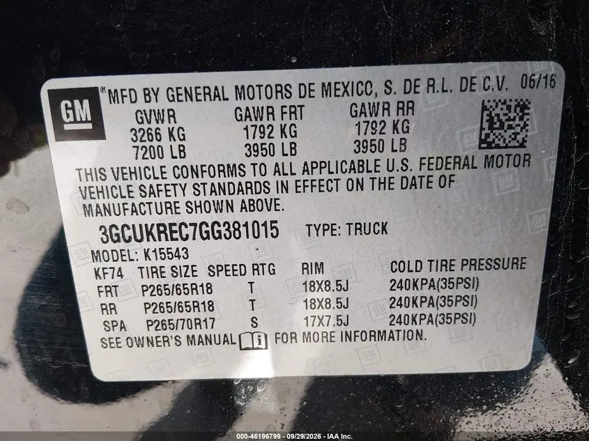 2016 CHEVROLET SILVERADO 1500 2LT
